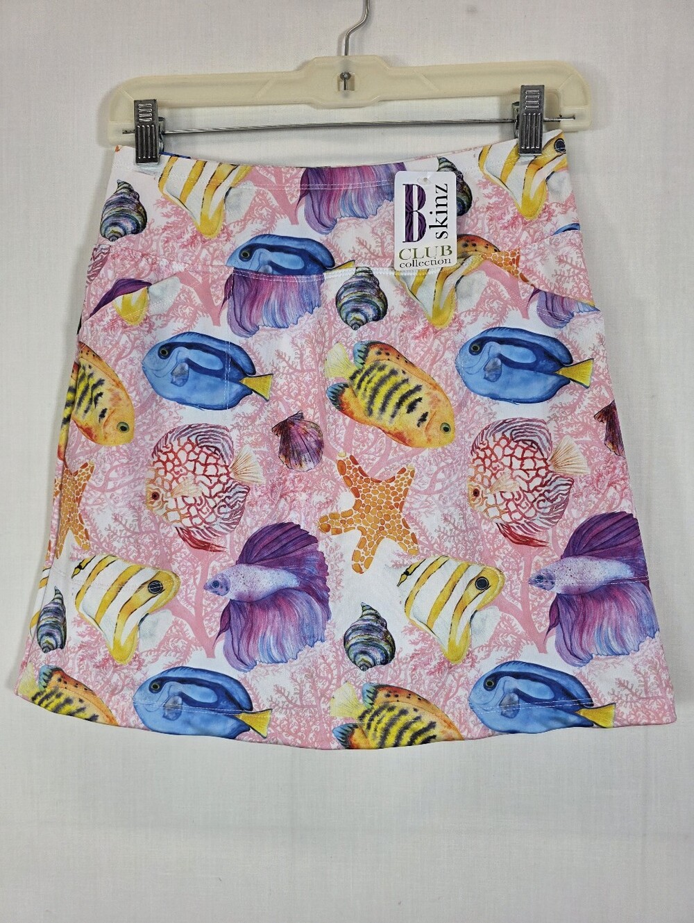 NWT B-Skinz Golf Skort Go Fish Coral Reef Tropical XS Shorts Pockets